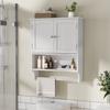 Mobile da Bagno Bianco Porta Asciugamani da Parete, Armadietto Medico da Bagno con 2 Ripiani Regolabili, Adatto per Lavanderia, Cucina, Bagno