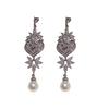 Silver Needle Leaf Love Diamond Set Hollow Pearl Earrings European and American Niche High-end Stud Earrings Fashion Temperament Earrings Women