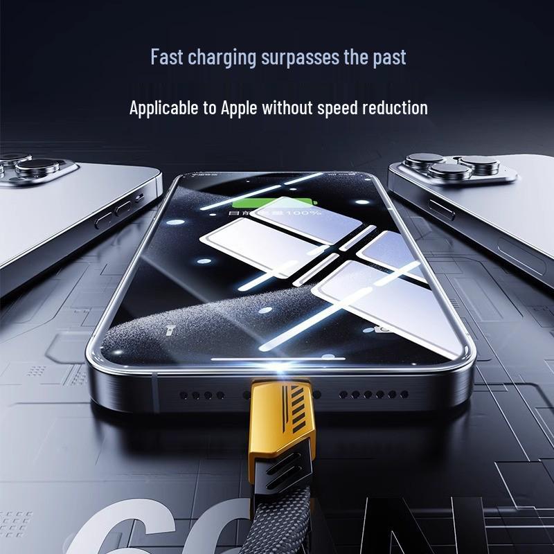 Three-in-One Braided Charging Cable for Apple, Huawei, and TYPE-C Devices - Super Fast Charging