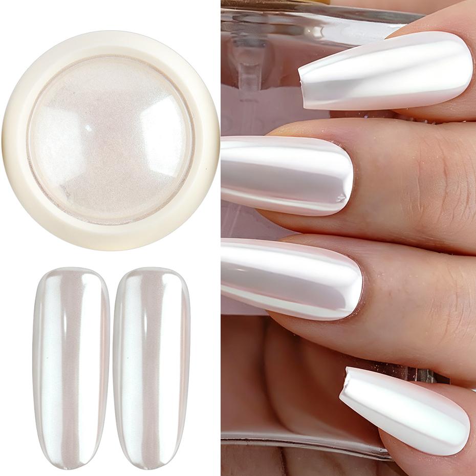 Xiaomi 6 Jars Aurora Chrome Mirror Nail Powder Iridescent Pearl Metallic Pigment Dust Golden Silvery Pink White Nail Glitter Decoration