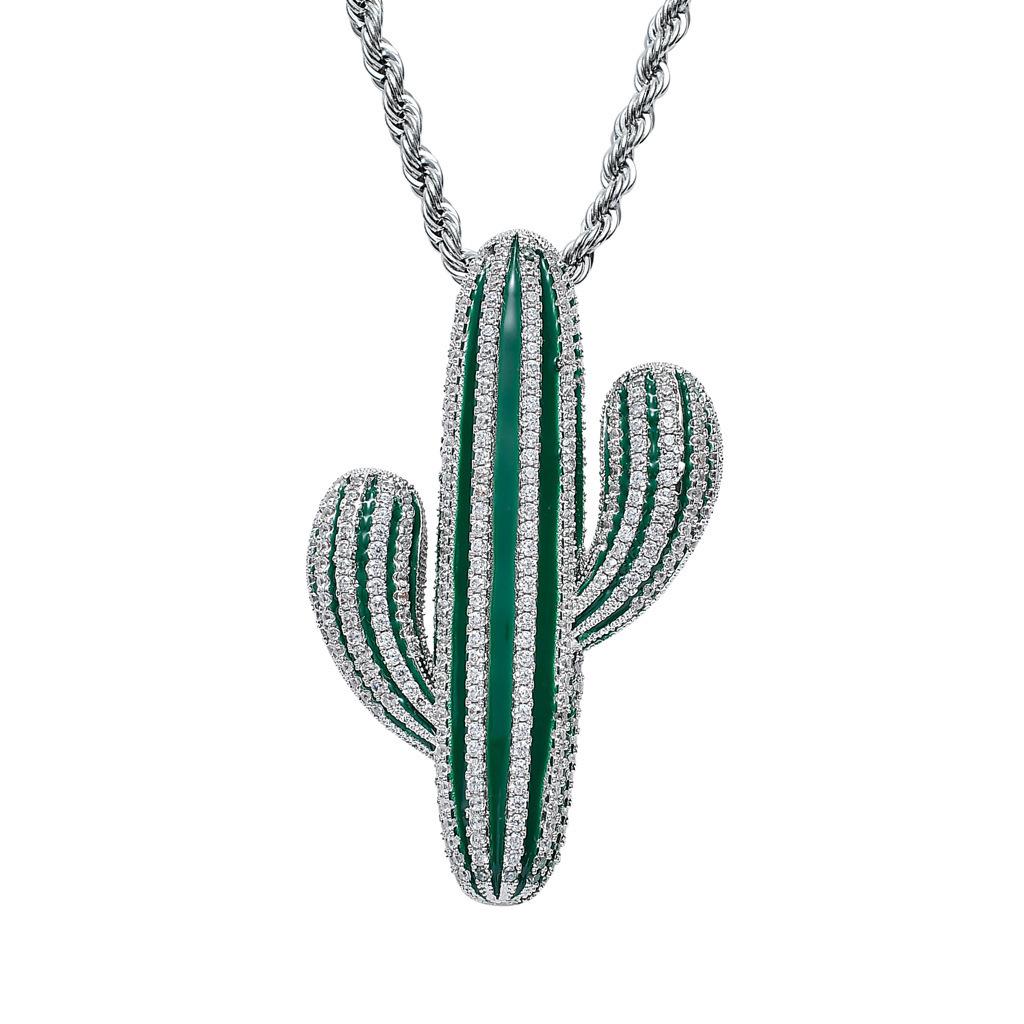 Кулон Кактус Микро Инкрустация Цирконами Европейский и Американский Уличный Рэп Модный Мужской Универсальный