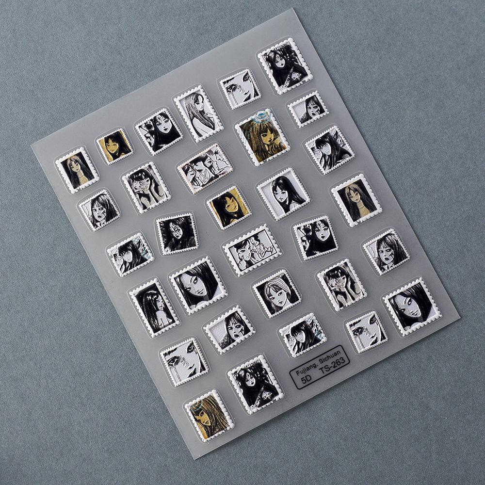 Japanese Manga Character Tomie 5D Embossed Nail Art Stickers