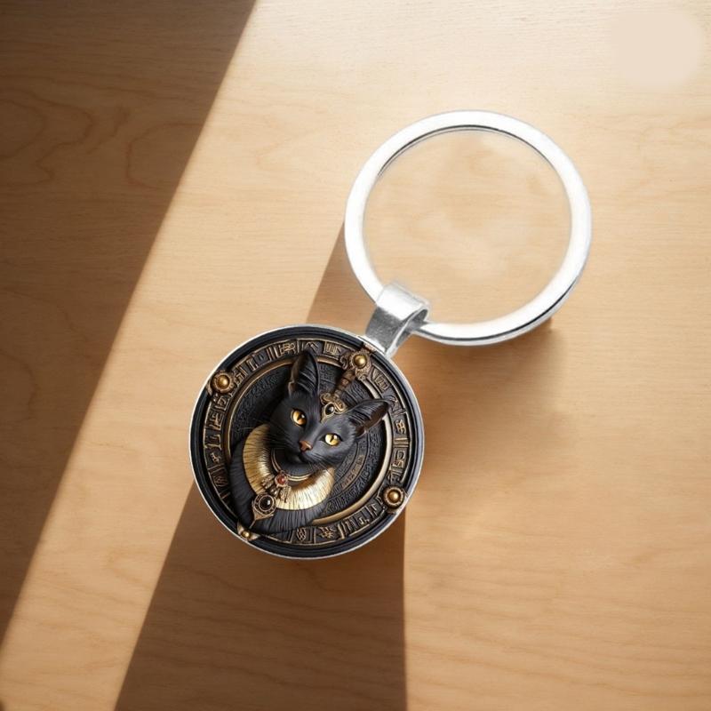 Egyptian Inspire Black Cats Keychain Alloy Artisanal Designs for Daily Carry