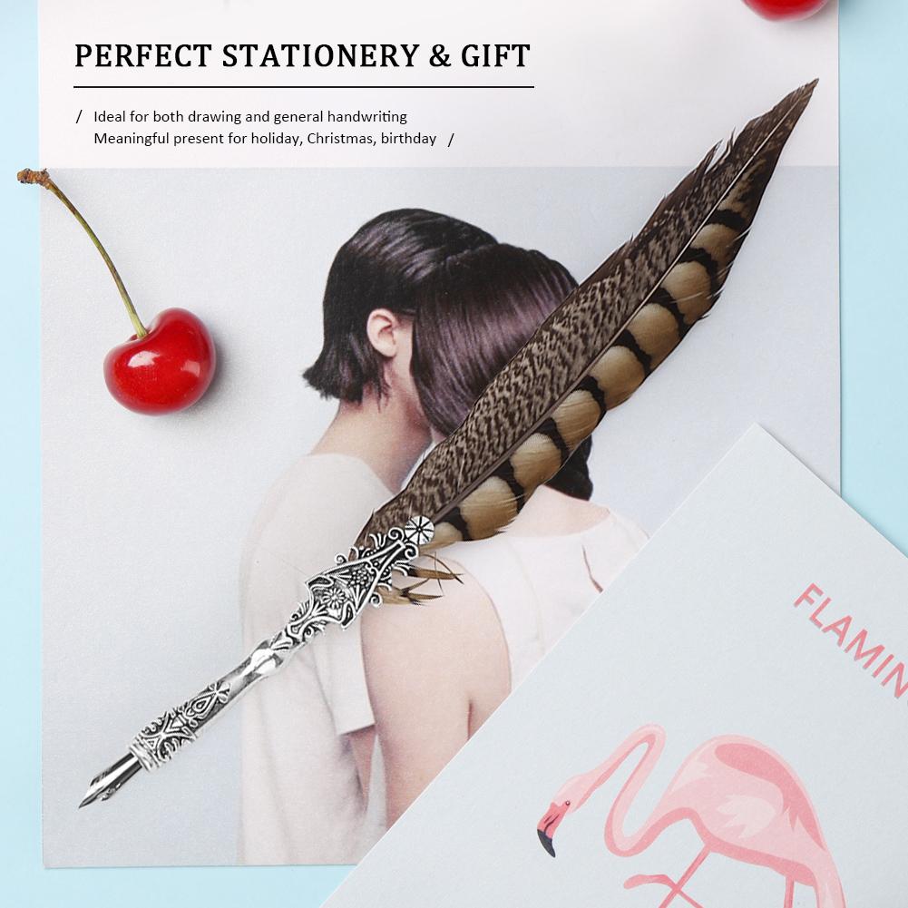 Classical Vintage Feather Fountain Pen Calligraphy Quill Dip Pen Home Decor Gift