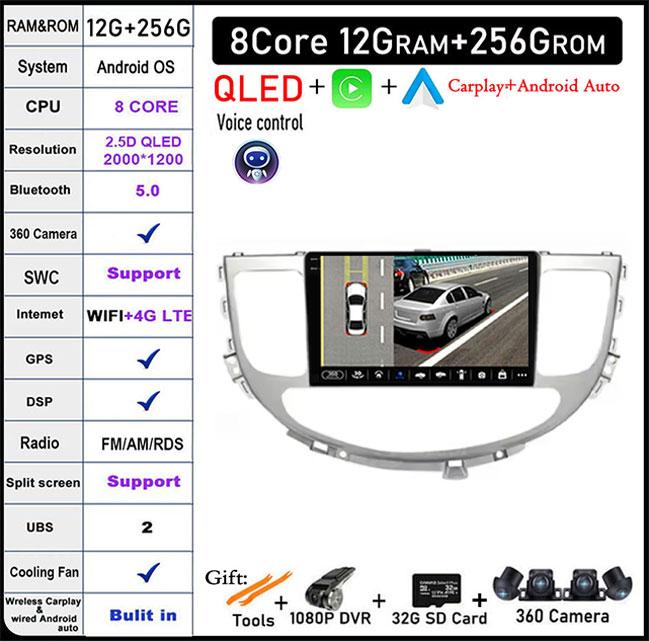 For Hyundai Rohens Genesis 2008-2013 GPS Navi WiFi Android 14 Intelligent System Car Video Multimedia Player GPS DSP Stereo