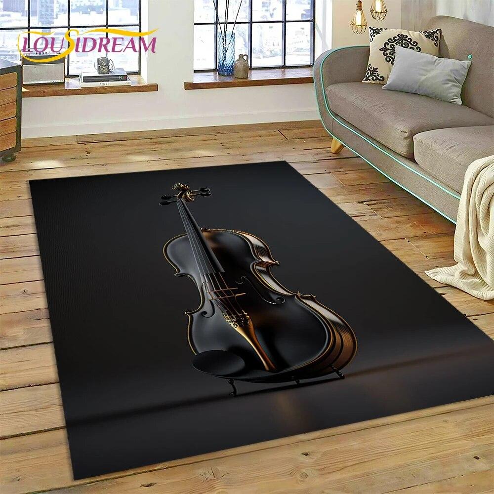 Dream Violin Cello Music Instrument Carpet Rug for Home Living Room Bedroom Sofa Doormat Decor,kids Area Rug Non-slip Floor Mat