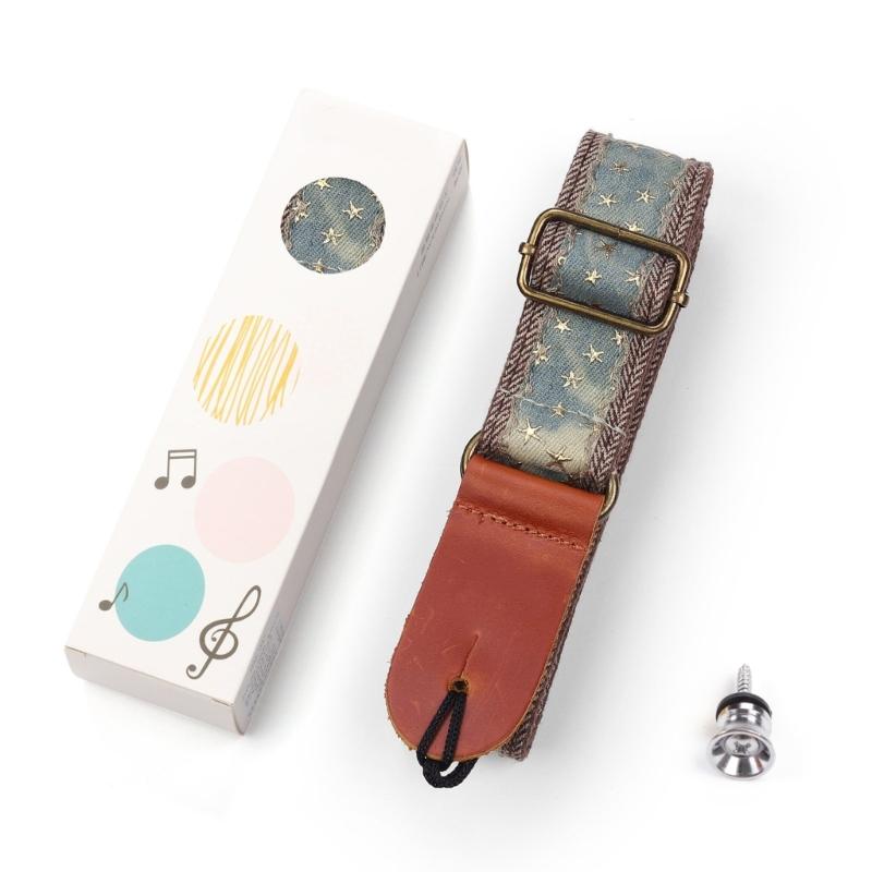 Cowboy Star Pattern Ukulele Strap Leather Adjustable Shoulder Strap Acoustic Ukulele Belt for Comfortable Playing