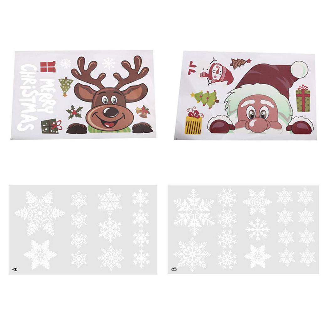 Cute Cartoon Santa Claus Elk Snowflake Window Stickers Static Decal Merry Christmas Party Scene Decor Supplies