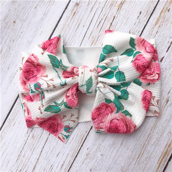 Girls Bow Hairband Turban Knot Headband Girl Headwear Newborn Girl Turban Hairband Pink flower#0