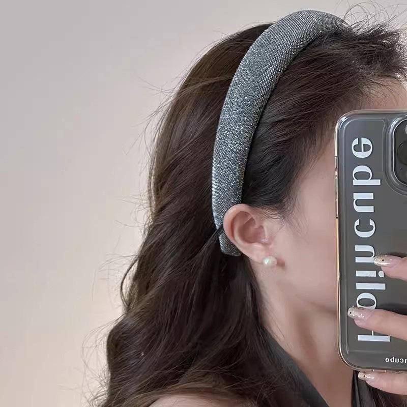 

Роскошная повязка на голову в корейском стиле с серыми бриллиантами - Высококлассный ретро аксессуар для волос