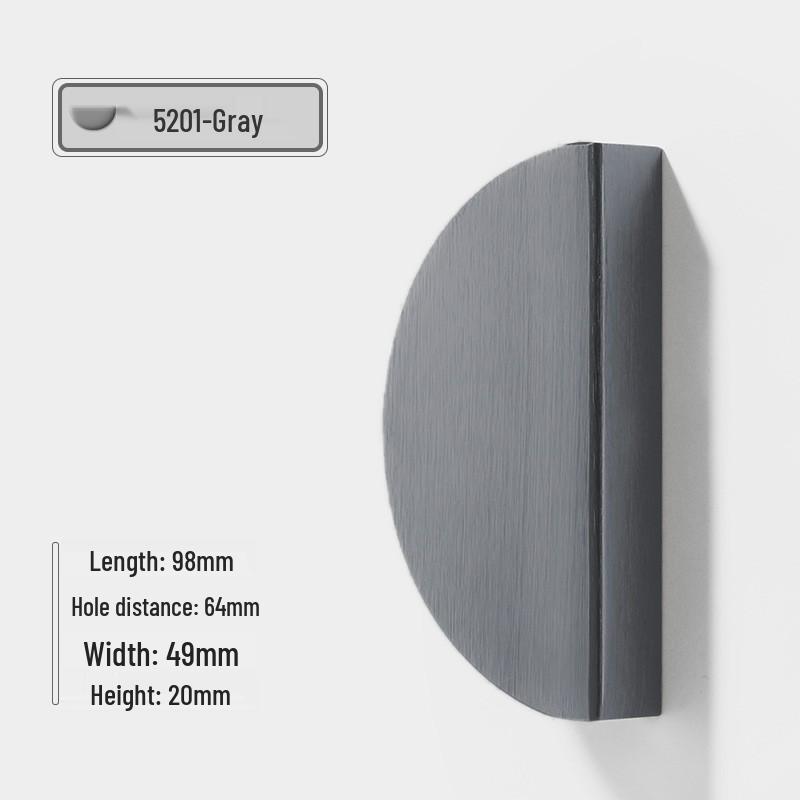 Nordic Style Black Semicircle Aluminum Alloy Cabinet & Wardrobe Handles