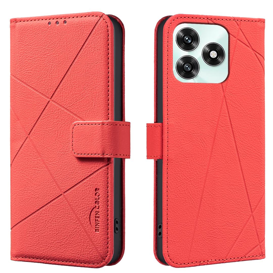 

For Honor X5c 4G/Honor X5c Plus 4G Case BINFEN COLOR BF35 Geometry Imprinted Leather Phone Cover RFID Blocking Wallet Stand