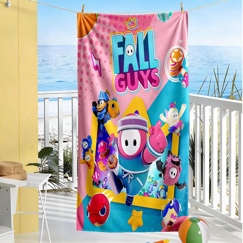Fall Guys Adventure Beach Towel Quick-Dry Soft Microfiber Comfortable Lightweight Perfect for Traveling Yoga Camping and Swimming