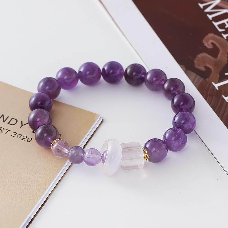 Natural Amethyst Square Beaded Bracelet For Women Handmade Natural Stone Fashion Jewelry Daily Wear Gift