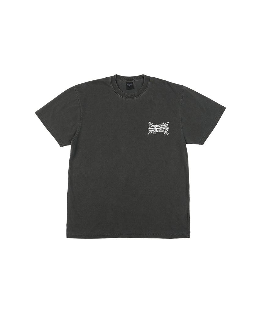 CREAM SODA LAB Crsdel Small Logo Garment Dyed Pigment Short Sleeve T-Shirt Smoky Charcoal White