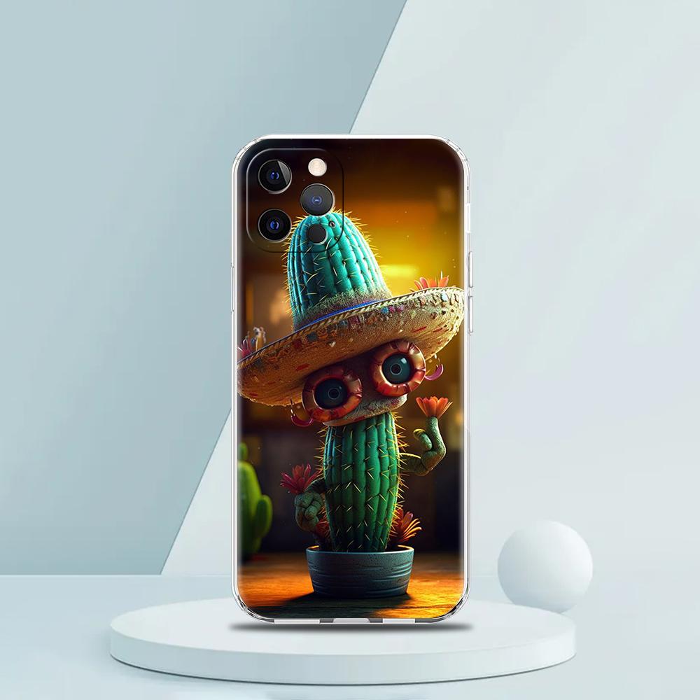 Plant Cactus Phone Case for iPhone 16 15 14 13 12 Pro Max Transparent Soft for iPhone 11 Pro Max 7 8 Plus XS XR Shell Bags