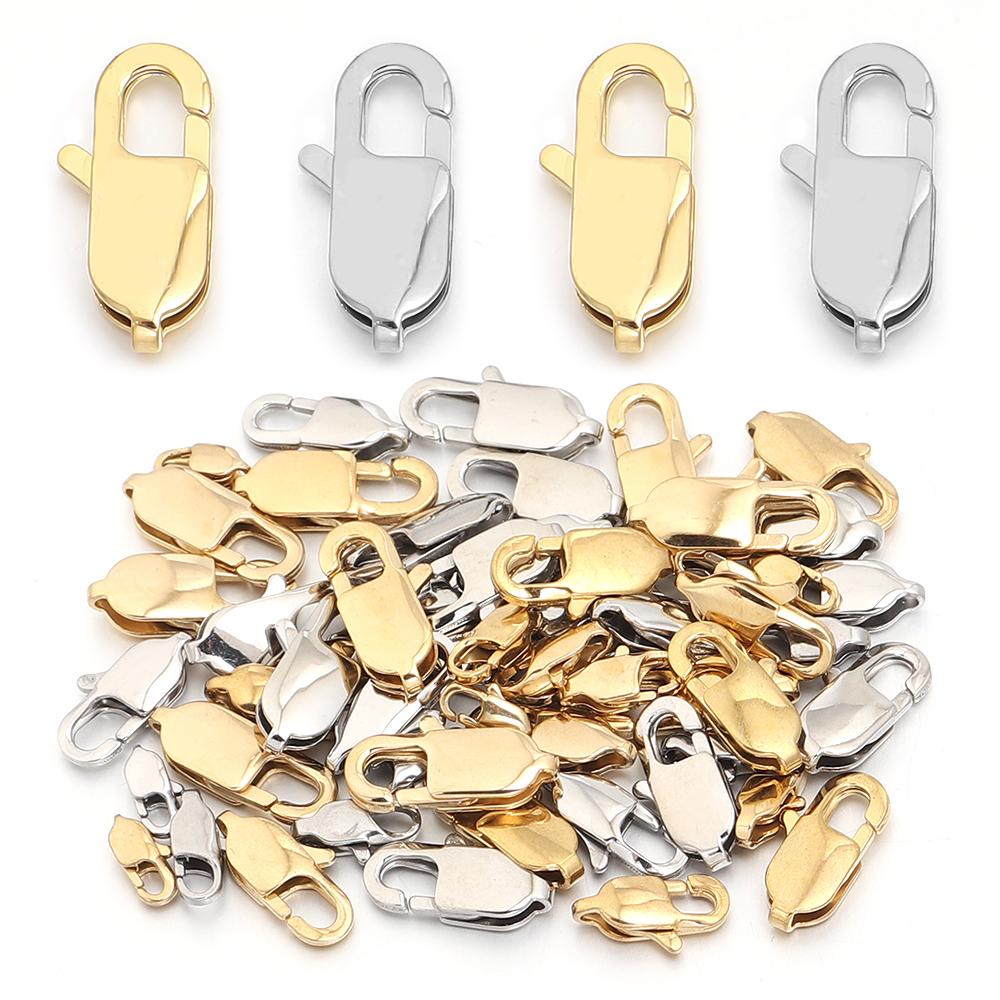 5pcs/lot Stainless Steel Clasps Polishing Rectangle Lobster Clasps Hooks End Clasps Connectors DIY Jewelry Making Accessories