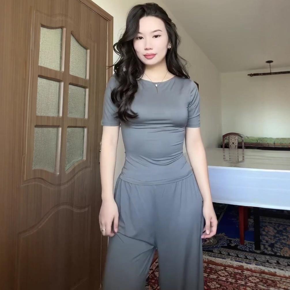 2025 Summer, Europe, America, Waist and Thin, Casual Commuting, Sexy Cape, Top, Pants, Two-piece Women's Clothing