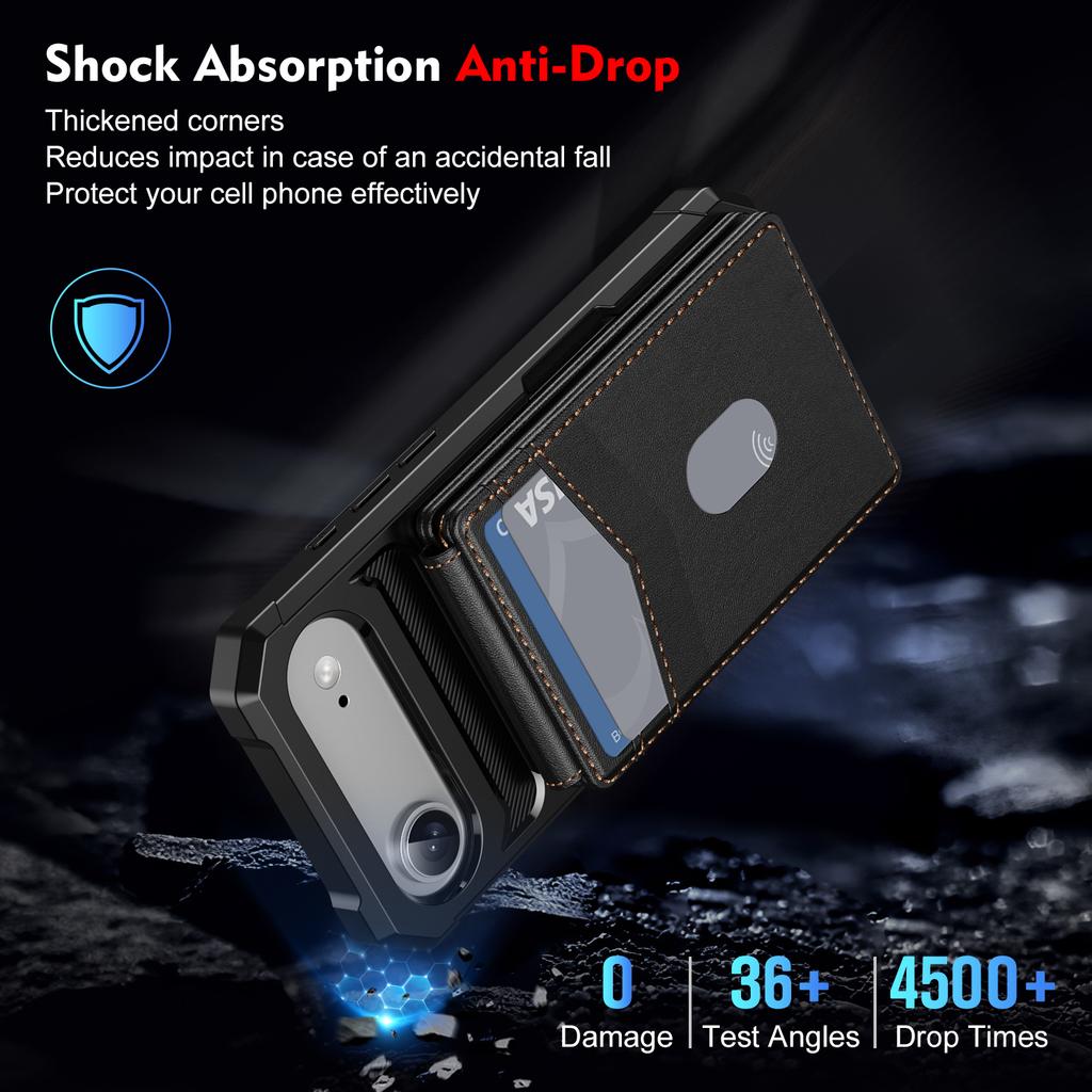 For iPhone Air Magnetic Case Detachable Card Slot Kickstand Leather + TPU Phone Cover