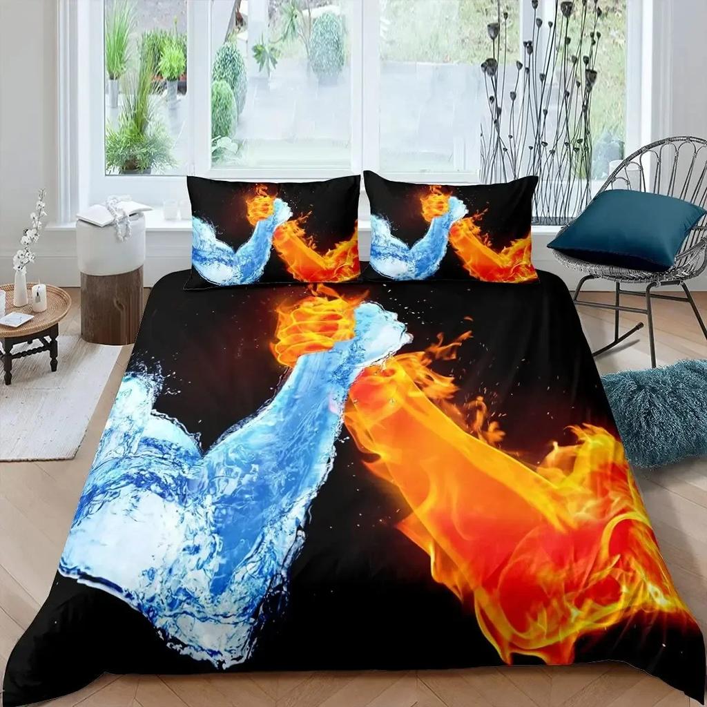 Vogel Eis Und Feuer Kollision Trippy Wunderland Tiere Bequem Bettdecke Steppdecke Bezug Kissenbezug Bettwäsche Set Schlafzimmer Heimtextilien