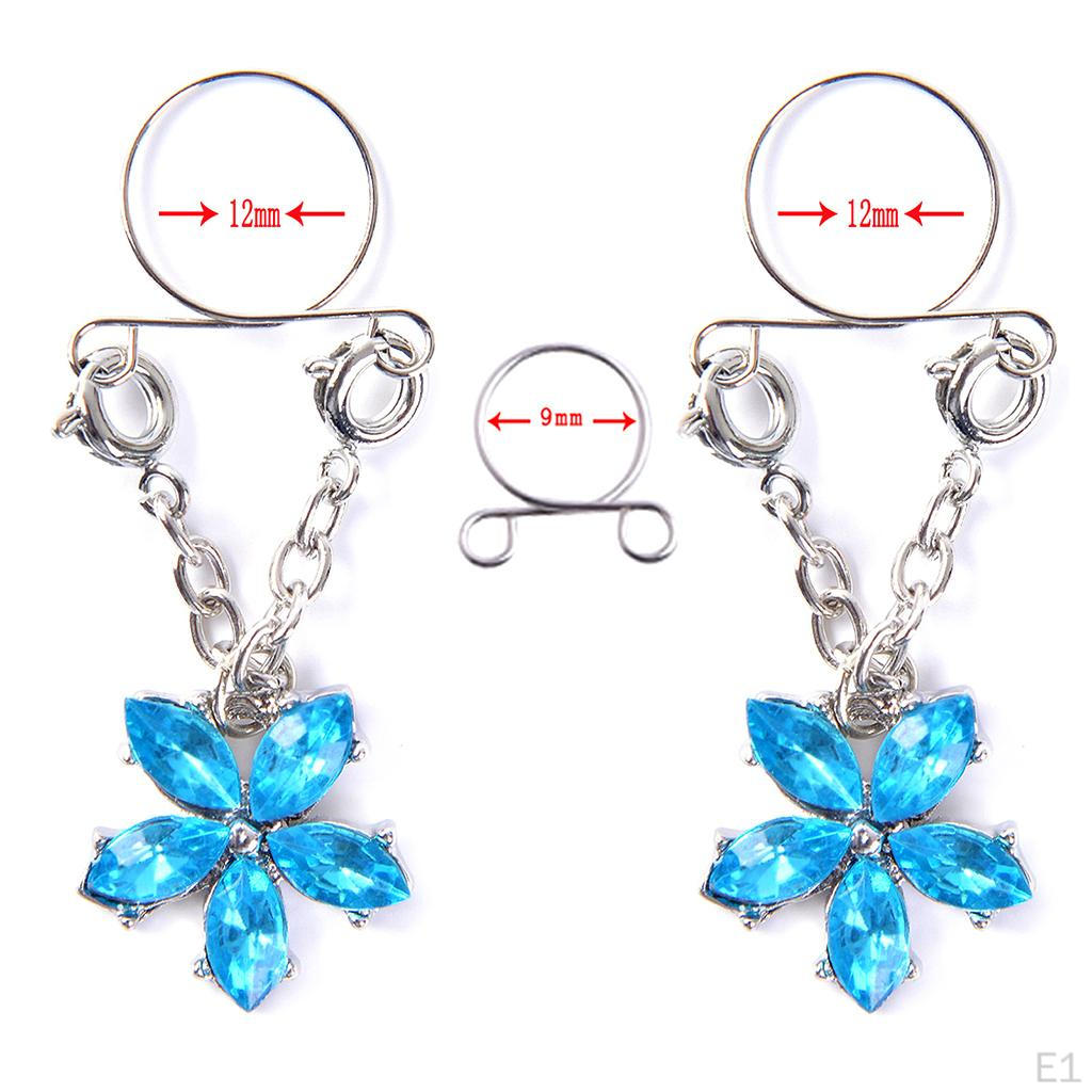 Nicht durchbohrter, baumelnder Nippelring mit Kristallblumen-Körperschmuck