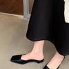 Sandali da Donna con Tacco Medio Nuovi Stili Primavera Punta Quadrata Bocca Bassa Calzatura Calzata Completa Antiscivolo Resistenti all'Usura Pantofole