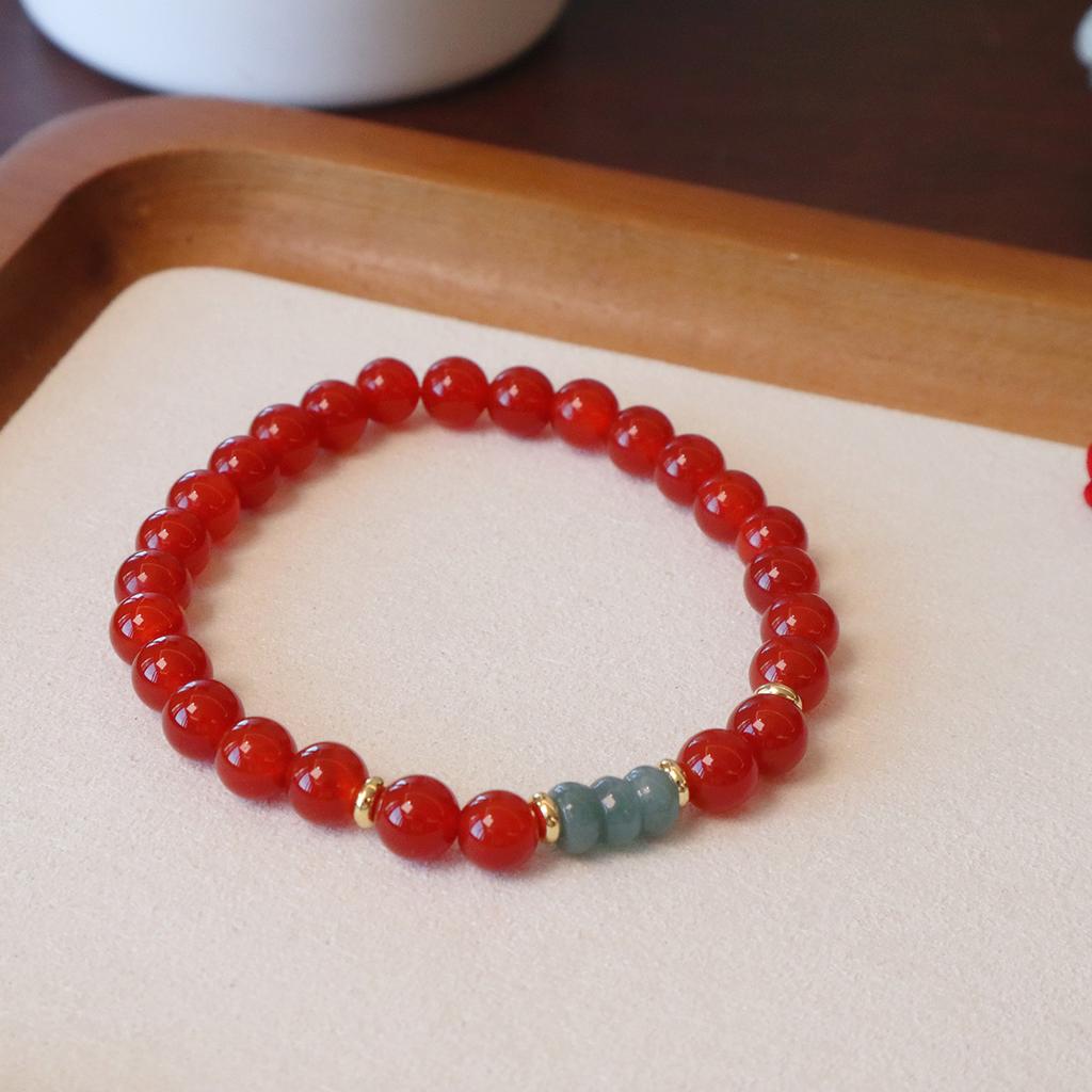Simple Natural Agate Transfer Bead Bracelet Elastic Bracelet Fashion Women Daily Jewelry Lucky Gift