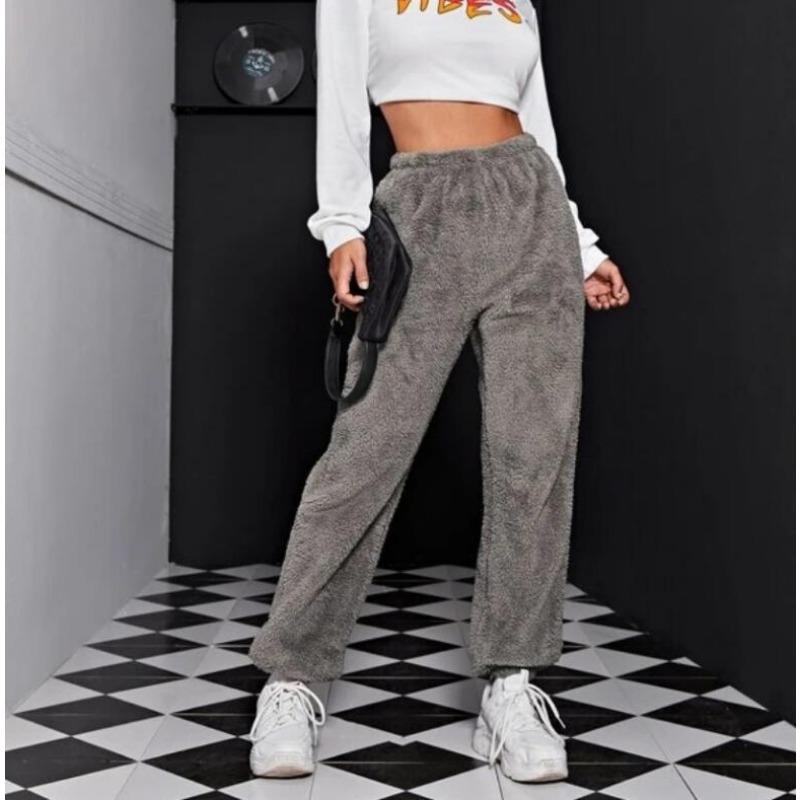 European and American Women's Casual Solid Color Women's Trousers Sports Mao Mao Pants Leg Pants