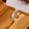 Neuer Retro 925er Sterlingsilber Schmuck Thai-Silber Mode Kleiner Goldfisch Fische im Zeichen der Fische Küssendes Tier Elegante Öffnungsringe R143