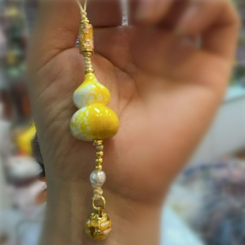 Lingyin Fulu Xiangling Purple Gradual Change Floating Paint Gourd Pearl Bell Pendant Bag Trailer Hanging Scenic Merchandise