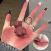 Cute Bear Matte Lip Mud Velvet Grey Pink Keychain Lipstick Waterproof Lasting Lip Glaze Cosmetics Portable Lip Gloss