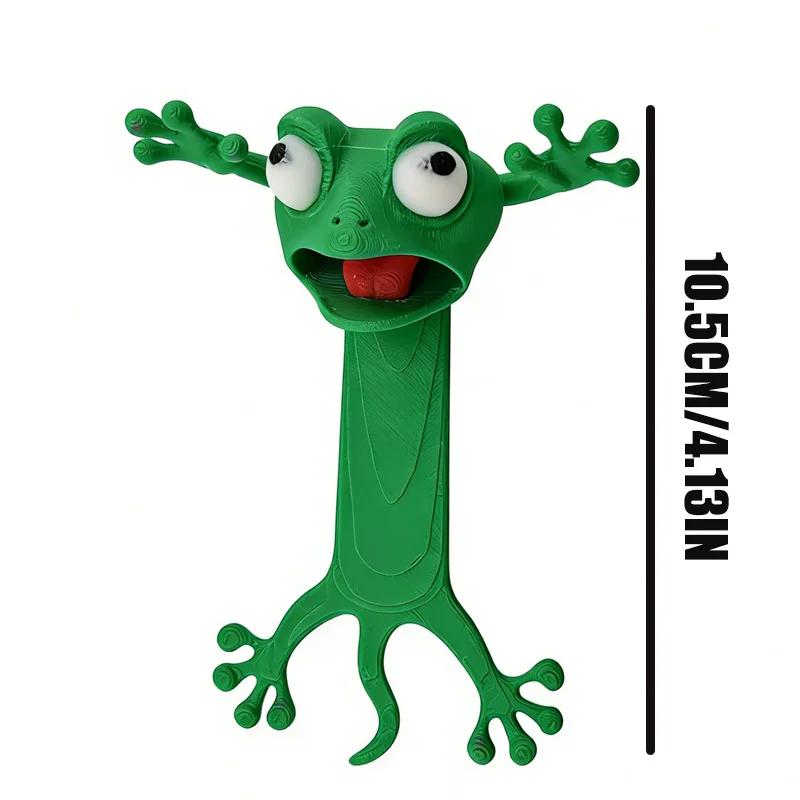 

Whimsical 3D Slouchy Frog Bookmark, Reading Book Clip, Creative Cute Cartoon Stationery, Single Piece Frog Bookmark зелёный