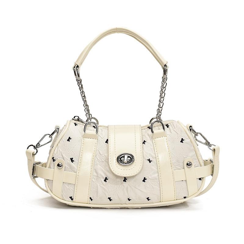 Premium Splicing Chain Handbag New Fashion Locomotive Shoulder Bag Large Capacity Commuter Messenger Bag