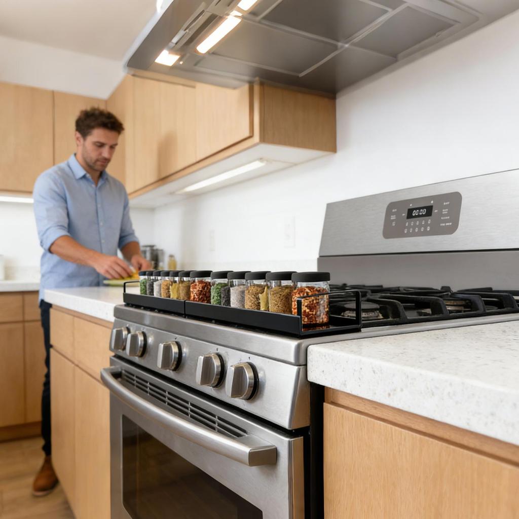 Magnetic Shelf For Stove Extendable Metal Space Saving Condiment Shelf Over Oven Seasoning Rack For Seasoning Oil Bottles