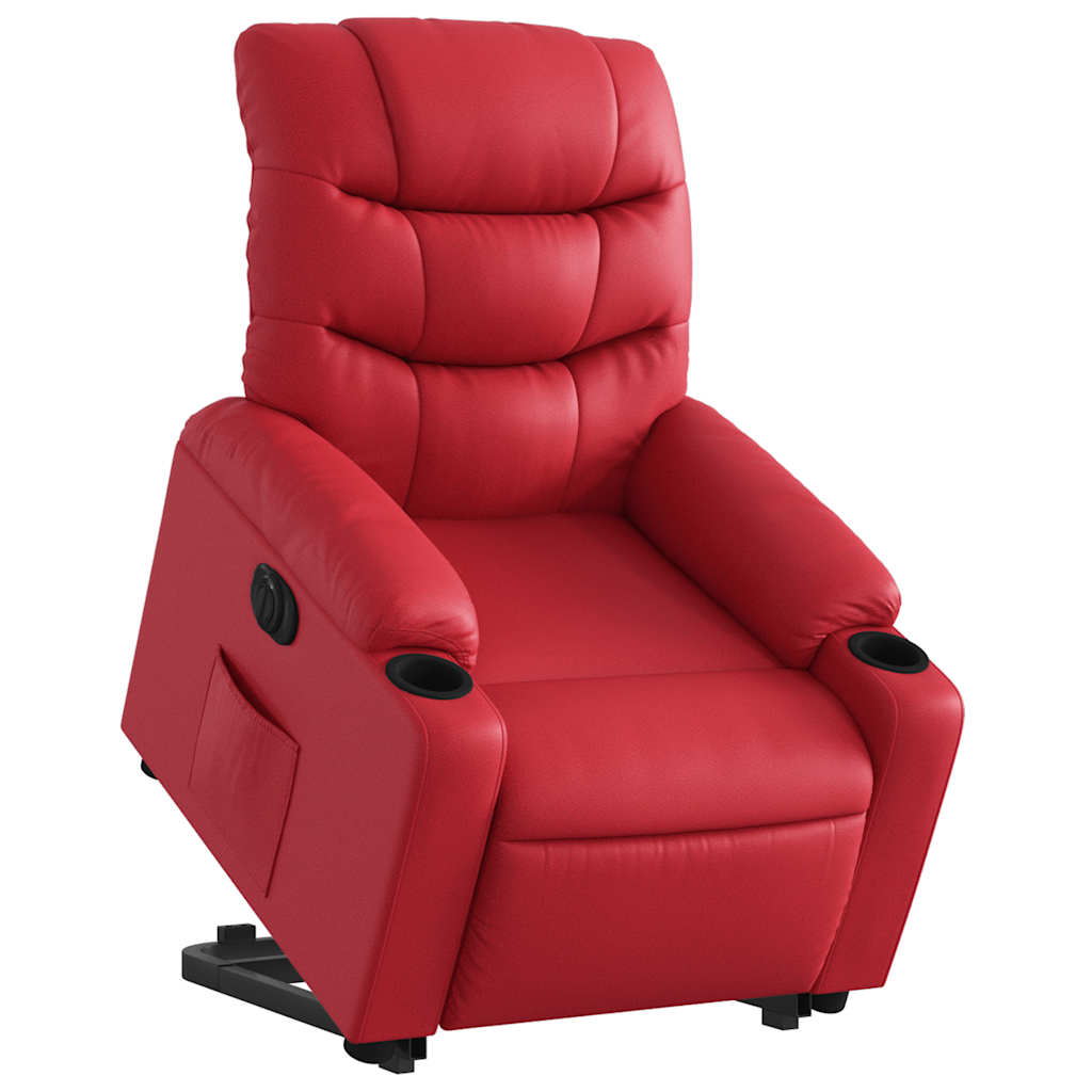 Recliner Chair with Lift Assistance Electric Red Faux Leather