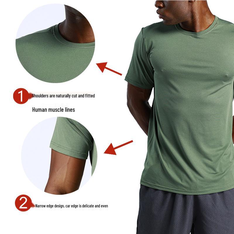 Men's Quick-Dry Ice Silk Running T-Shirt - Solid Color, Short Sleeve, Breathable, Loose Fit