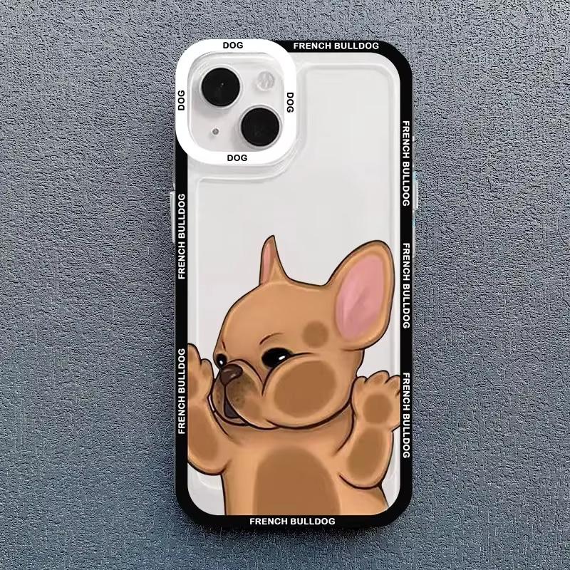 Cute Pug Dog French Bulldog Phone Case For iPhone 16 15 14 13 12 11 Pro Max XS X XR 7 8 SE Kawaii Clear Shockproof Lover Cover
