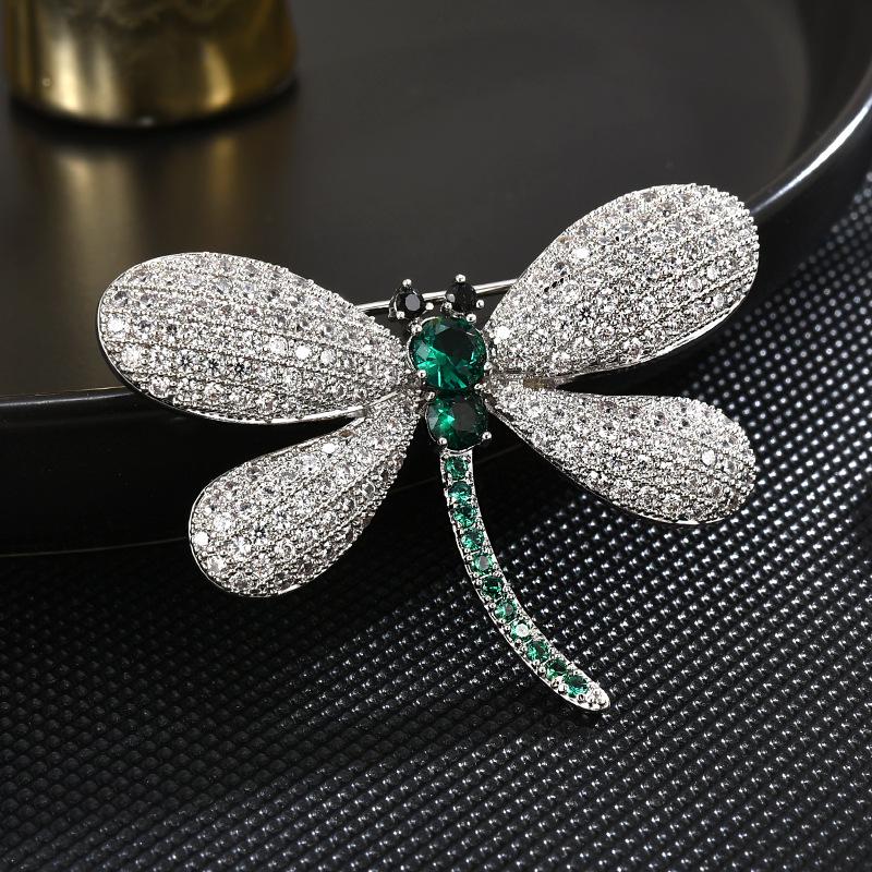 Korean Style Elegant Dragonfly Brooch - High-End Luxury Corsage Pin Accessory