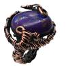 Blue Turquoise Natural Gemstone Copper Wire Ring US Size-2 A 582