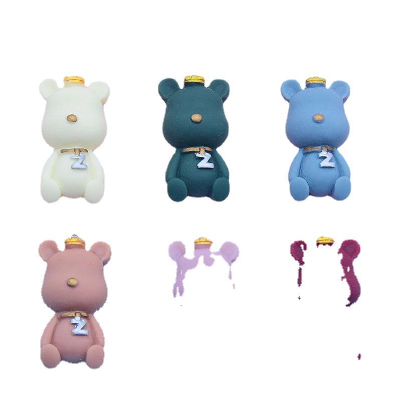 Colorful Resin Crowned Bear Keychain Pendant Charm