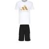 Taekwondo Round Neck Pullover Short Sleeve T-Shirt Fashion Simple Drawstring Shorts Casual Sports Set Men Set ADICLTS24TK-WG+S21ATMSH1T-BW