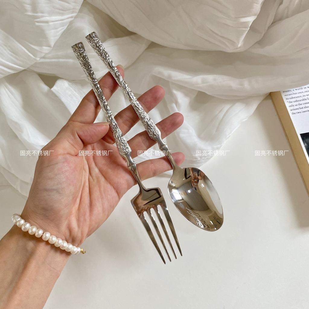304 stainless steel mirror flat small waist knife, fork, spoon, tableware set, home restaurant western food knife, fork and spoon