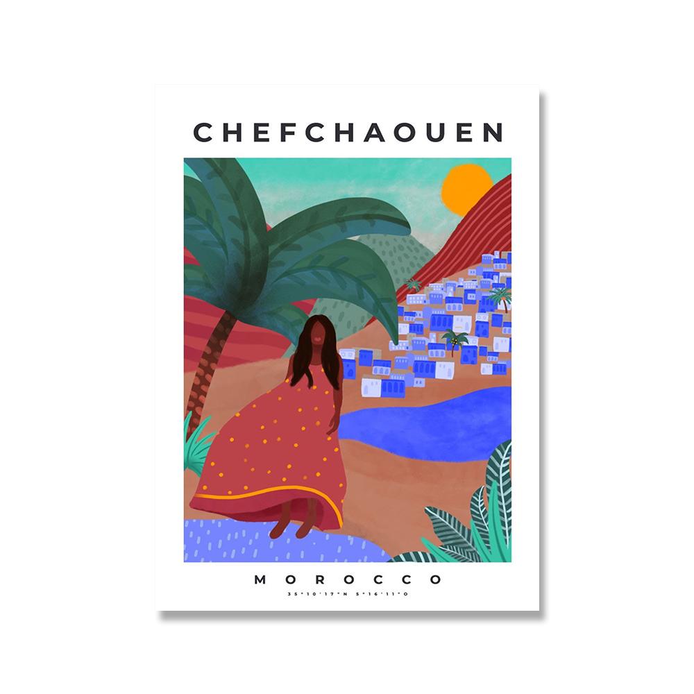 

Марокко Пейзаж Плакат Африка Монмартр Испания Мадрид Город Путешествие Картина на холсте Современное настенное искусство Печать Картина для домашнего декора 40x60cm No Framed фиолетовый