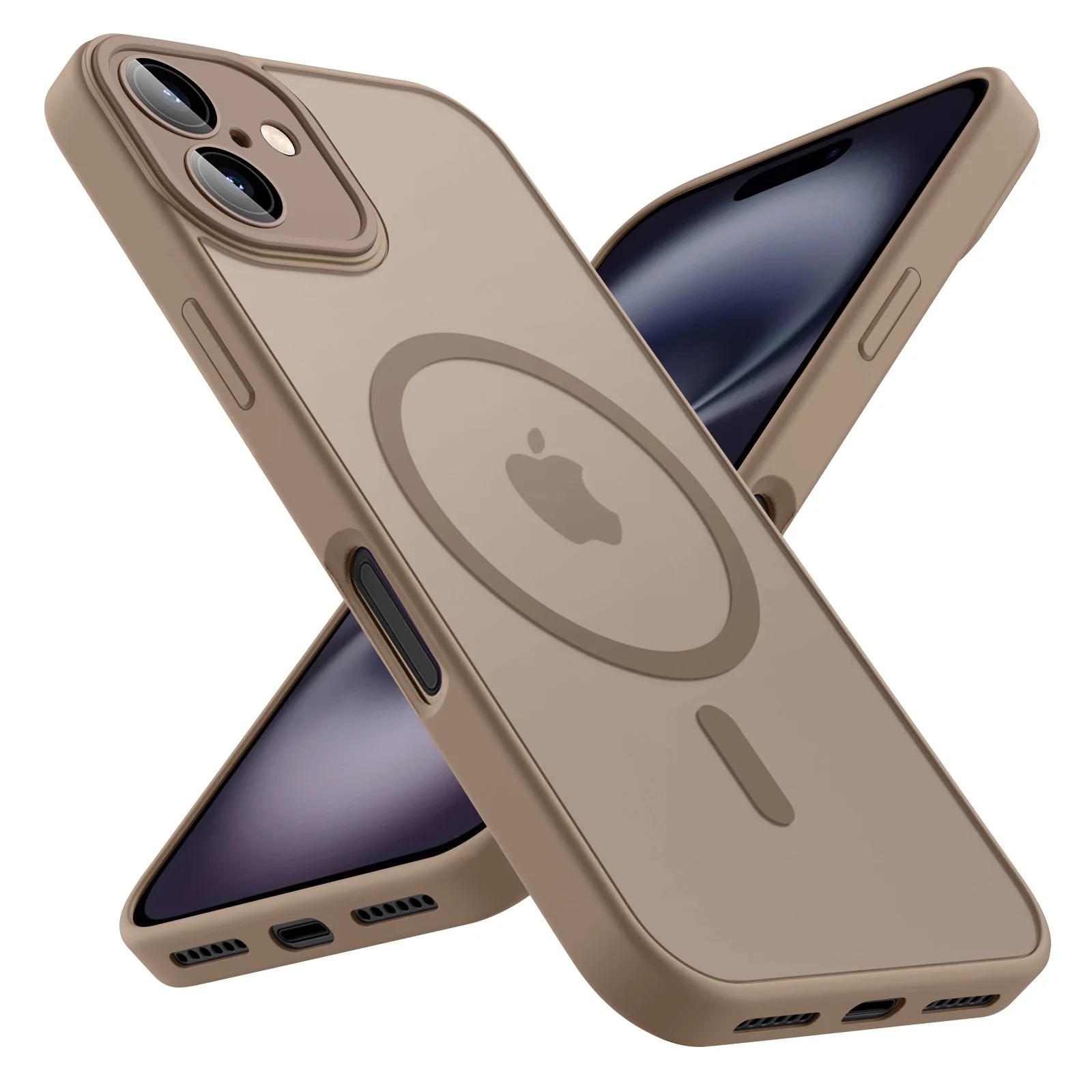 

Розкішний матовий чохол для телефону для iPhone 17 16 15 14 13 12 11 Pro Max Plus 17 Air 16e Для Magsafe Матовий прозорий магнітний чохол iPhone17 Pro
