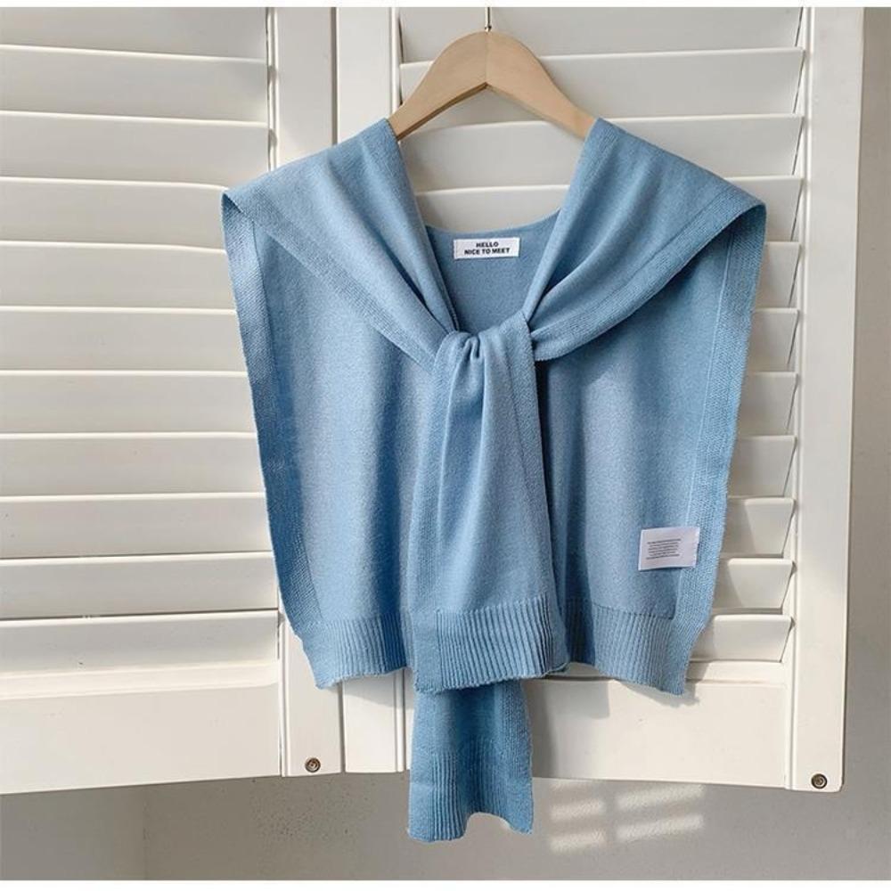 Knotted Knitted Shawl Knitted Design Knit Thin Cape Korean Style Shoulder Scarf Women