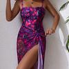 Women's Fashion Beach Vacation Lace-up One-piece Swimsuit Lace-up Sexy Beach Group Gauze Skirt Two-piece Set