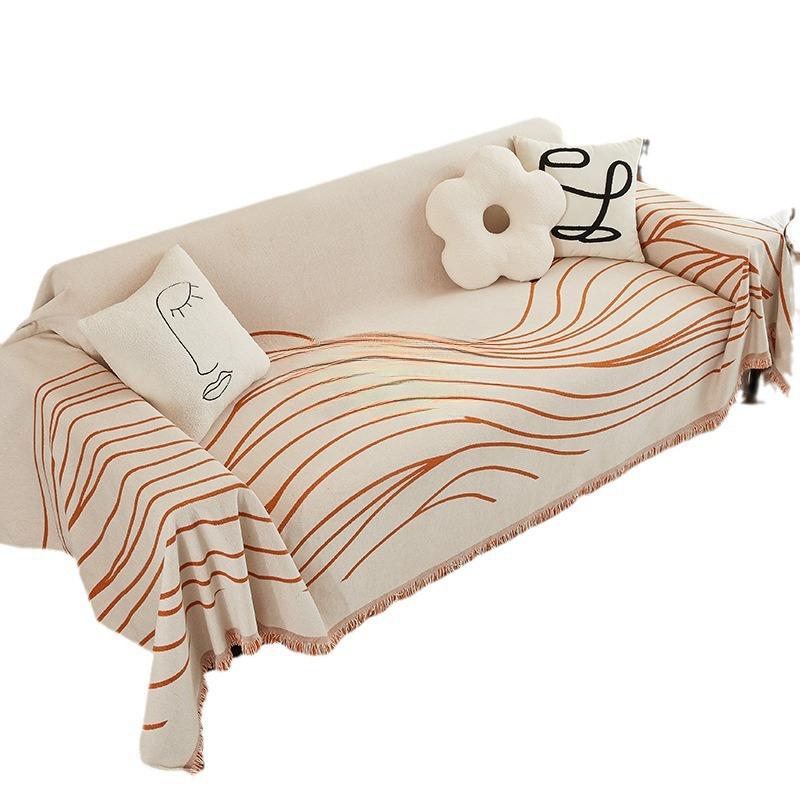 Nordic Ins Style Sofa Towel Full Cover Cloth Coastline Jacquard Chenille Sofa Blanket Four Seasons Universal Sofa Cushion