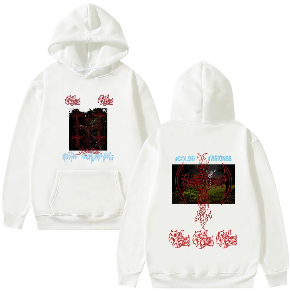 Rapper Drain Gang Bladee Cold Visions Album Graphic Hoodie Ecco2K Yung Lean Print Sweatshirt Unisex Fashion Hip Hop Hoodies