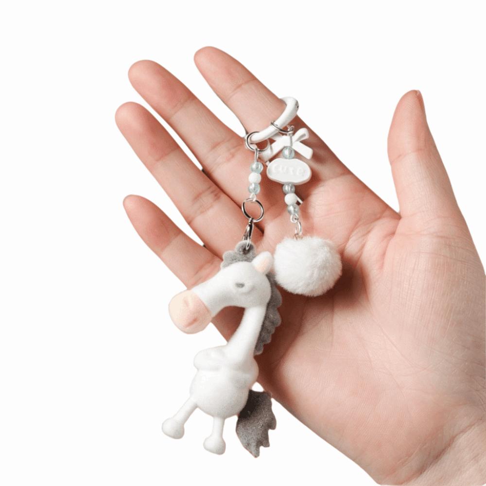 Animal Zodiac Pendant Adorable Plush Pony Bag Charm Doll Year of the Horse Keychain  Gift белый