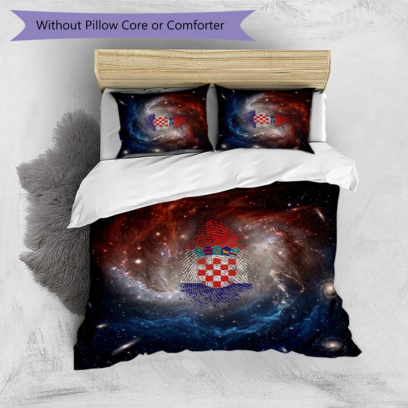 Croatia Football Printed Bedding 3 Piece Set Cozy Breathable Bed Cover Set as Housewarming Holiday Gift